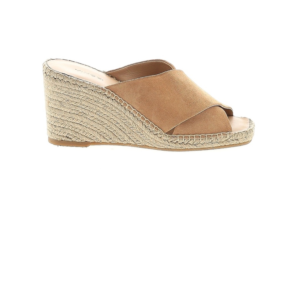 Vince Tan Heels with Suede Upper and High Wedge Design